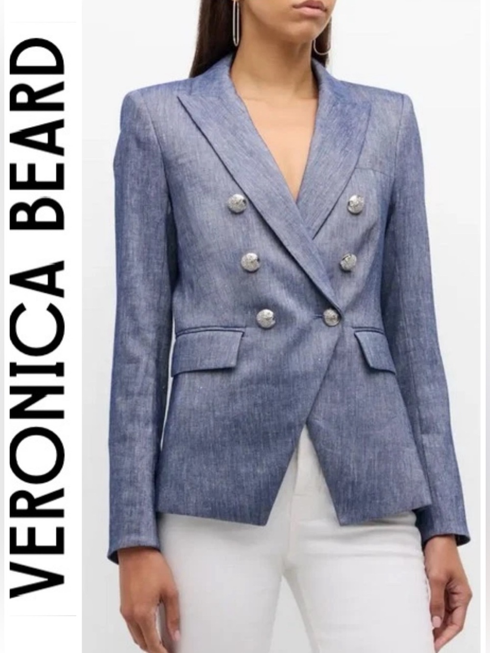 Veronica Beard MILLER Dickey Jacket Double-Breasted Blazer New Blue